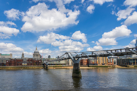 Millenium Bridge and St. Paul's Cathedral, London, England